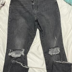 H&M Greyish Black Distressed Denim